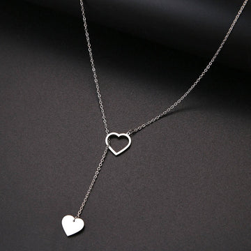 CACANA Long Pendant Heart-Shaped Necklaces Pendants For Women  Simple Design Necklace Stylish Stainless Steel Jewelry Party Gift daiiibabyyy